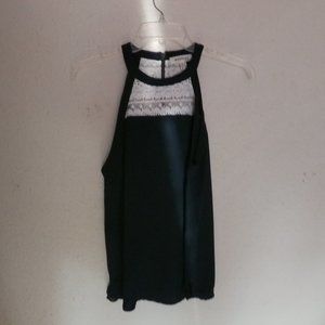 Navy Top with Lace Details